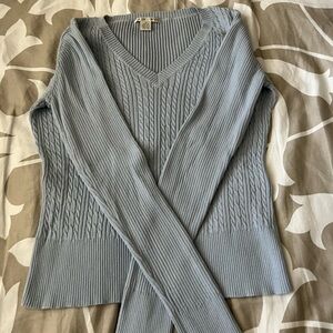 Casual Corner Medium Baby Blue V-neck Sweater.